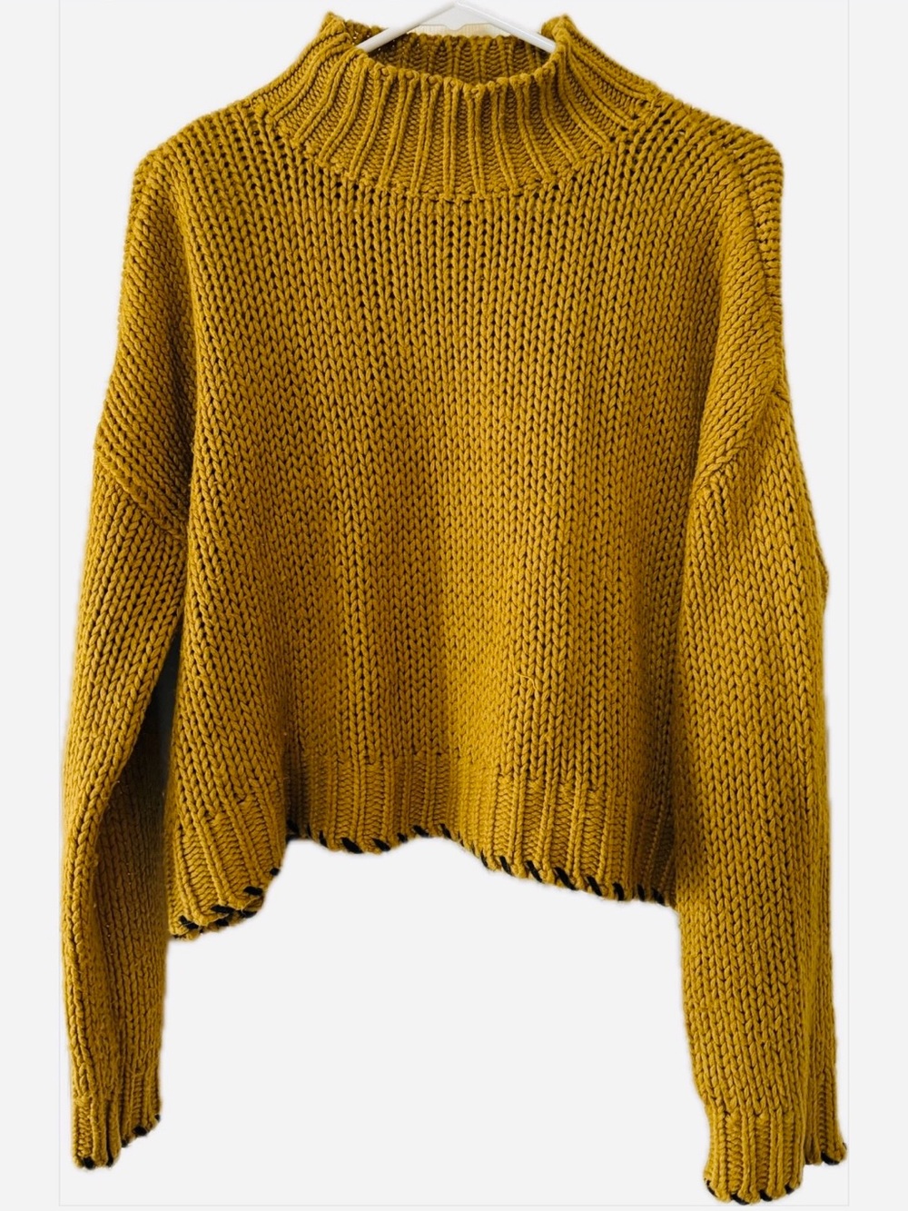 RD Style Mustard Crop Turtleneck Sweater Large